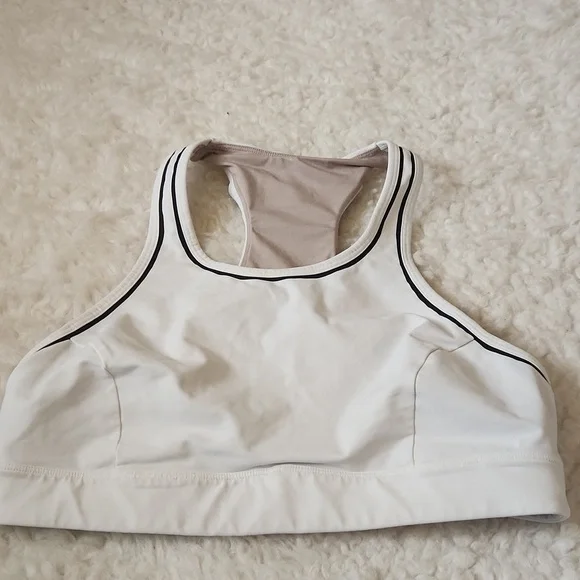 Lululemon Pace Perfect Bra (Storage) Sz 12 B/C Cup White/ Black - Picture 7 of 11